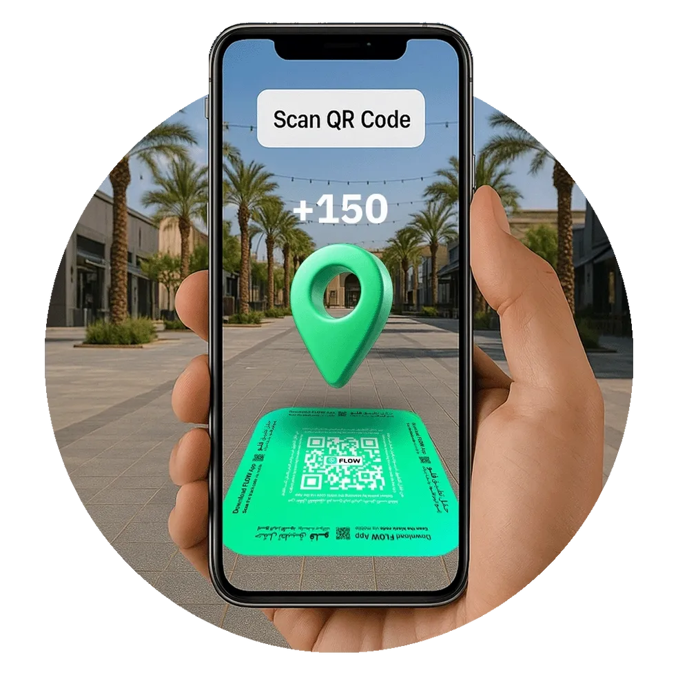 Flow app scanning QR code at a store